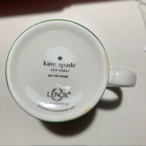 KATE SPADE “Live Colorfully” Green and White Mug New In Box NWT - Picture 8 of 9